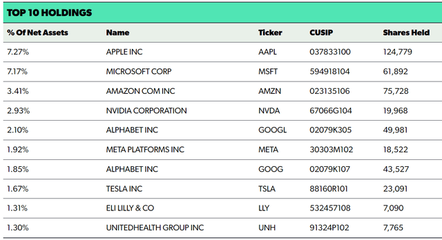 STRV Top Ten Holdings