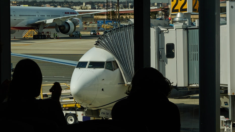 Boeing Max 8 at airport gate